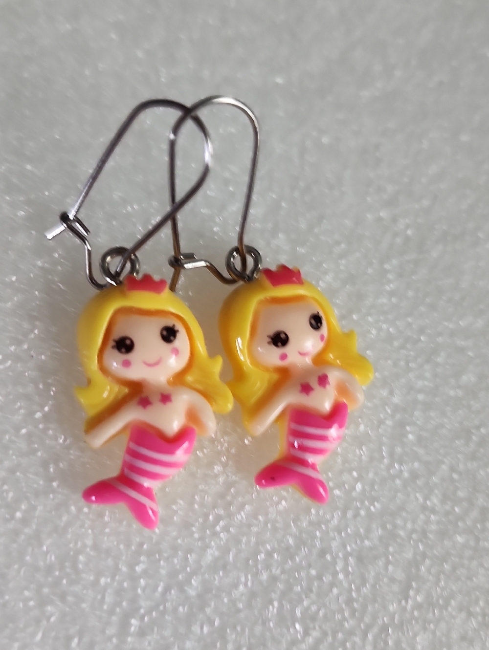 Hand Crafted Pink and Yellow Mermaid Earrings